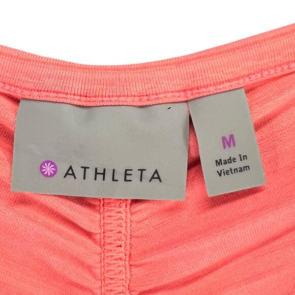 Athleta Pacifica Tank Top Womens M Coral Half Zip Ruched Stretch Beach UPF50+ - Picture 8 of 11